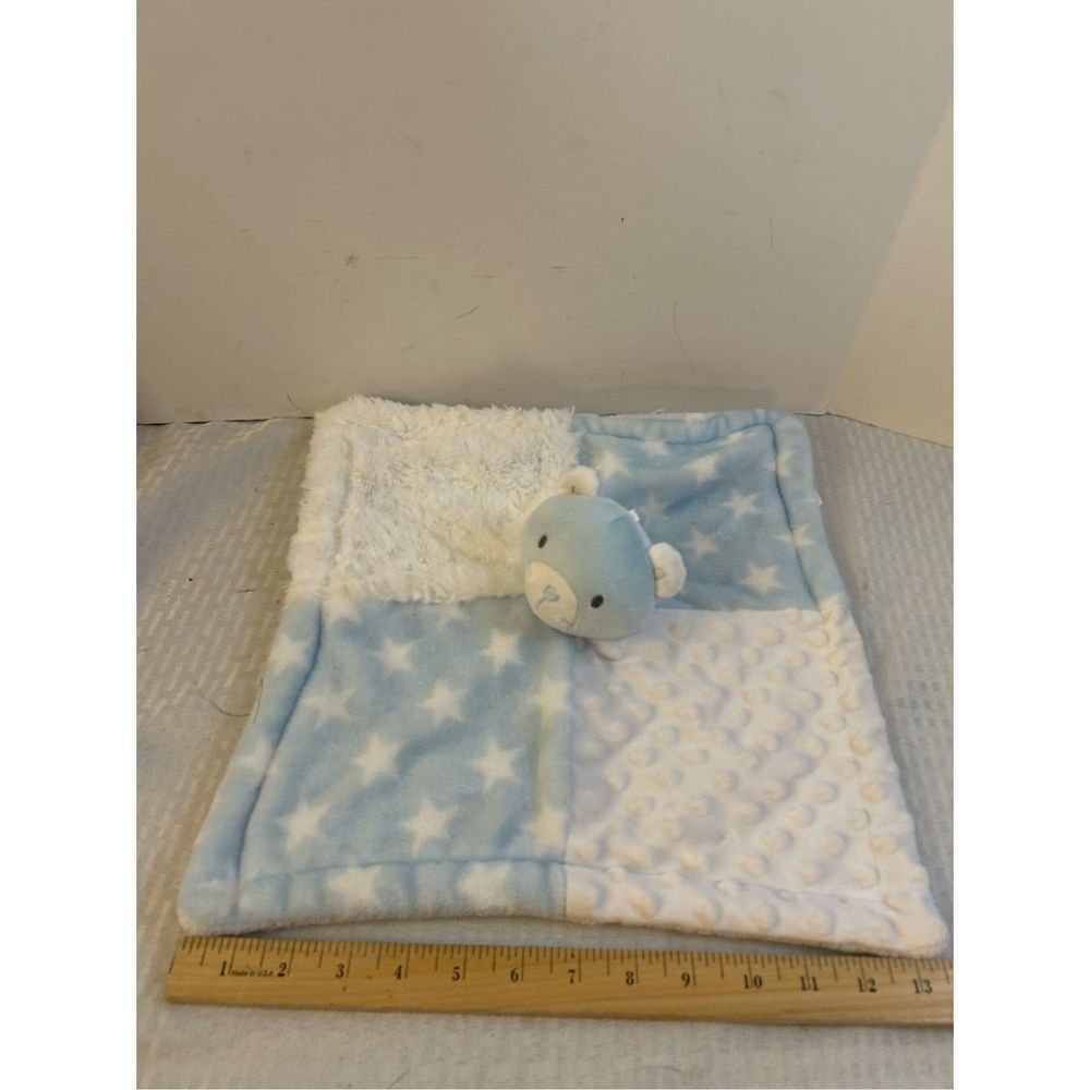 Baby essentials blankie rn#93351 blue white stars plush bear 2020‎